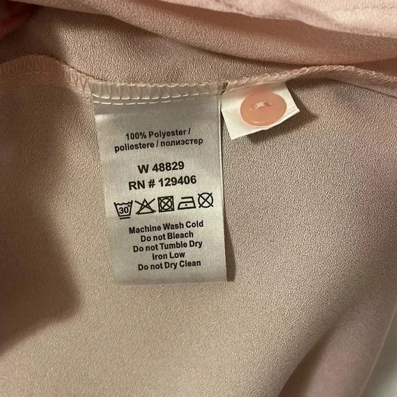 Fair Lady Women’s 14 Light Pink Embellished Pleated Button Up Long Sleeve Blouse - Picture 7 of 9